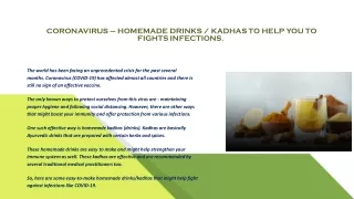 CORONAVIRUS – HOMEMADE DRINKS / KADHAS TO HELP YOU TO FIGHTS INFECTIONS – Maharashtra Today