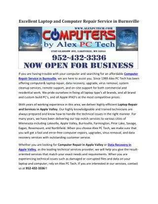 excellent laptop and computer repair service