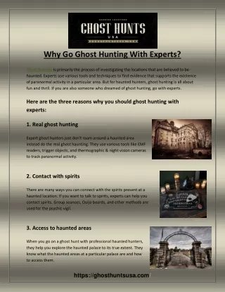 Why Go Ghost Hunting With Experts?
