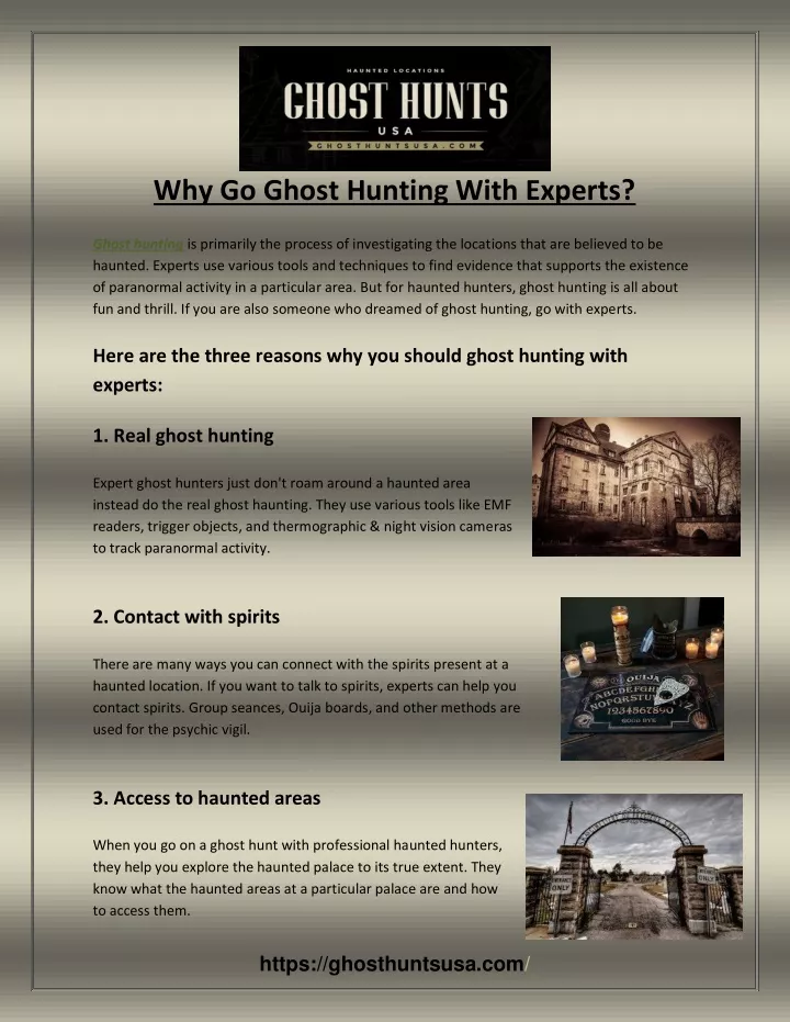 why go ghost hunting with experts