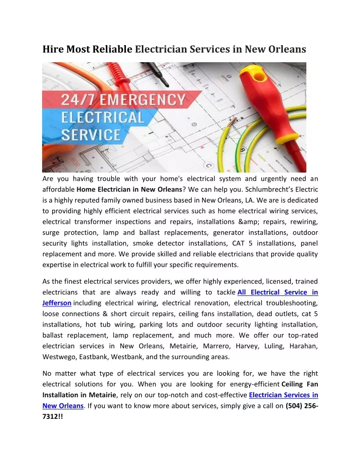hire most reliable electrician services
