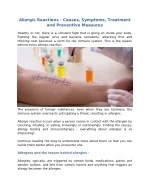 Allergic Reactions - Causes, Symptoms, Treatment and Preventive Measures - slide 1