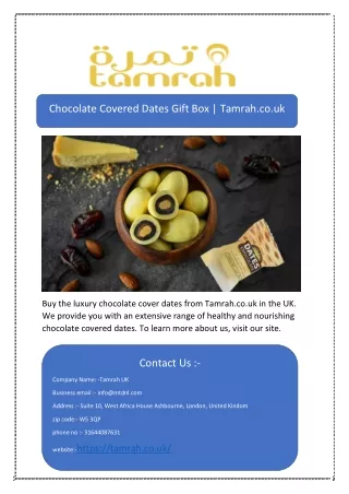 Chocolate Covered Dates Gift Box | Tamrah.co.uk