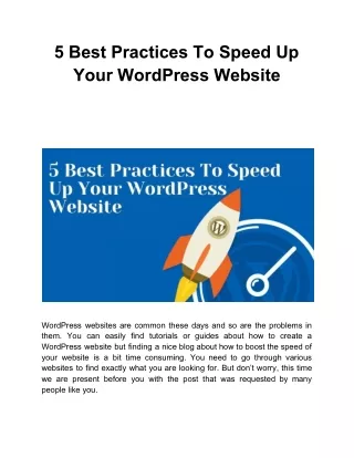 5 best practices to speed up your wordpress