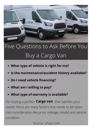 five questions to ask before you buy a cargo van