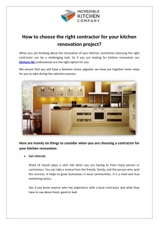 Choose the right contractor for your kitchen renovation project
