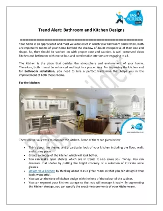 Trend Alert: Bathroom and Kitchen Designs
