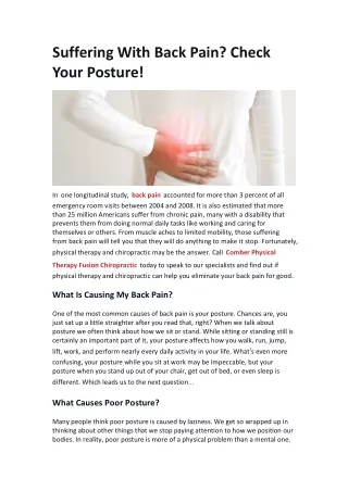 Suffering With Back Pain? Check Your Posture!