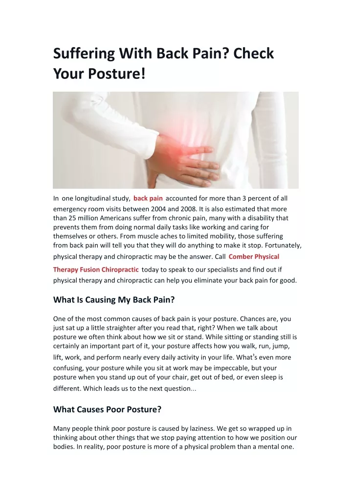 suffering with back pain check your posture