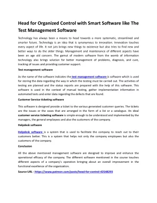 Head For Organized Control With Smart Software Like The Test Management Software