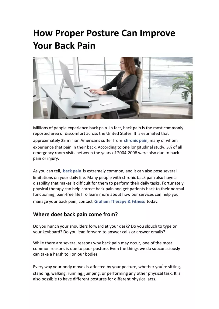 how proper posture can improve your back pain