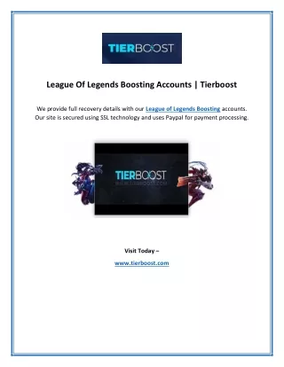 League Of Legends Boosting Accounts | Tierboost
