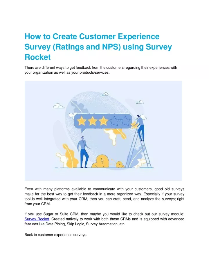 how to create customer experience survey ratings and nps using survey rocket