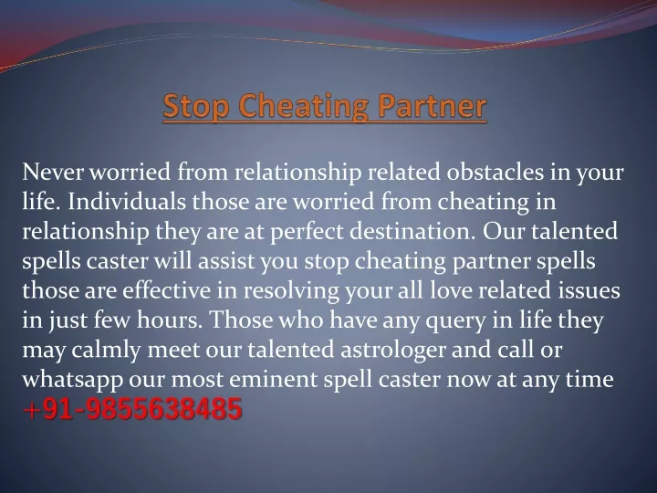 stop cheating partner