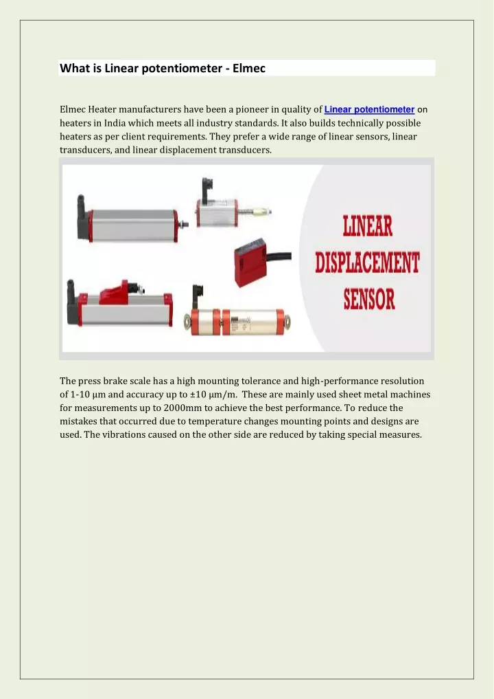 what is linear potentiometer elmec elmec heater