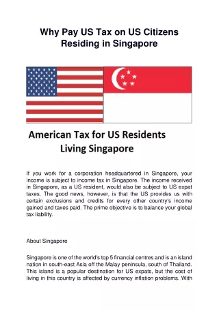 Why Pay US Tax on US Citizens Residing in Singapore