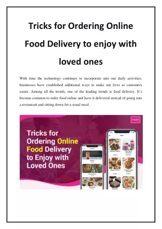 Tricks for Ordering Online Food Delivery to enjoy with loved ones