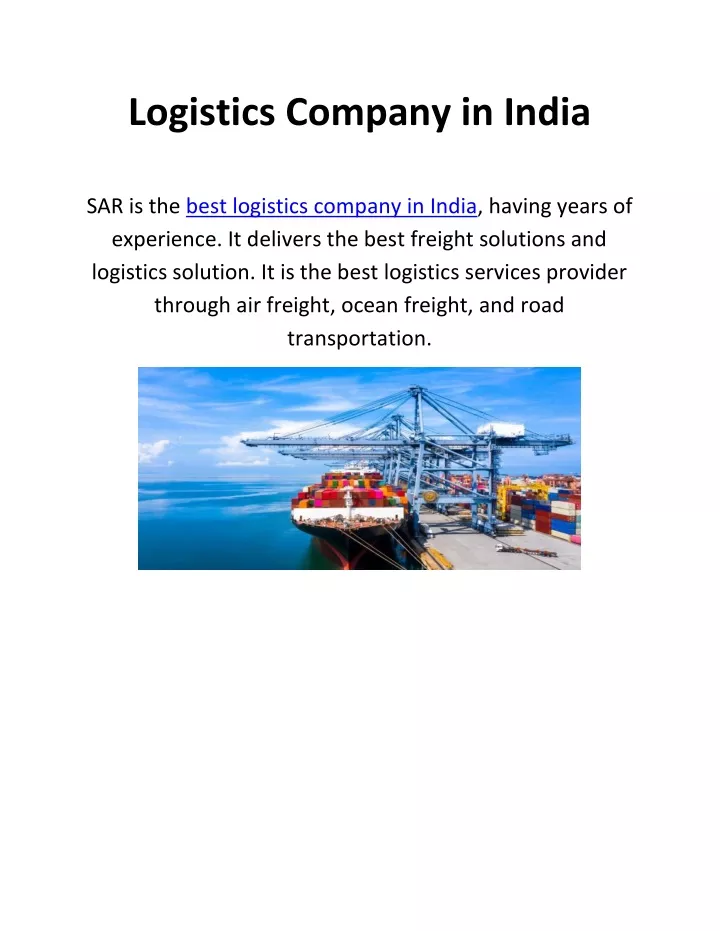 logistics company in india