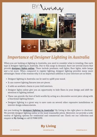 Importance of Designer Lighting in Australia