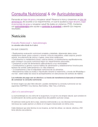 consulta nutricional de auriculoterapia
