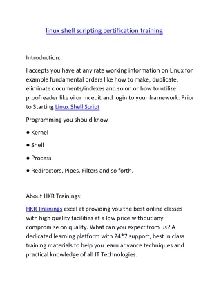 Linux Shell Scripting Certification Training