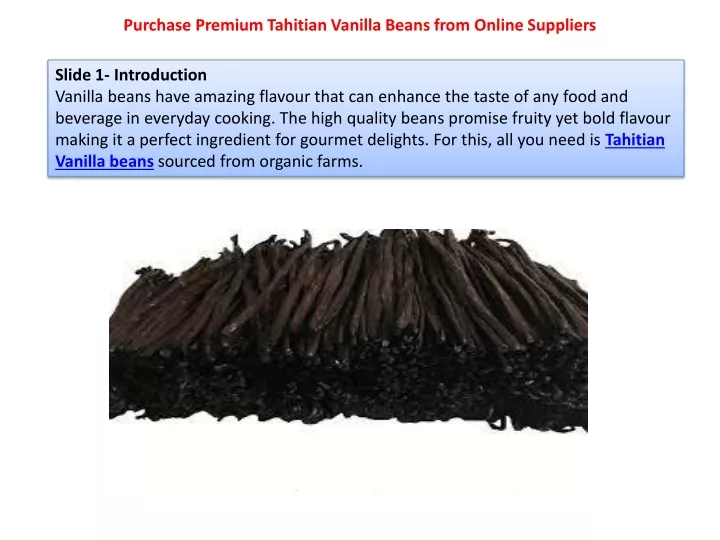 purchase premium tahitian vanilla beans from online suppliers