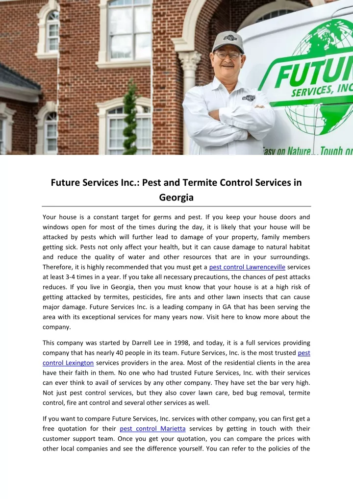 future services inc pest and termite control