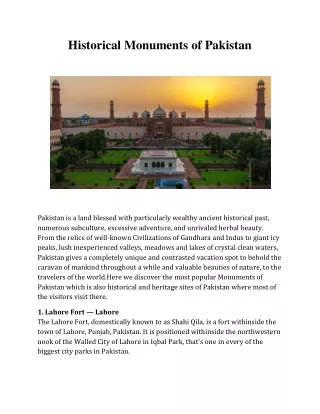 historical monuments of pakistan