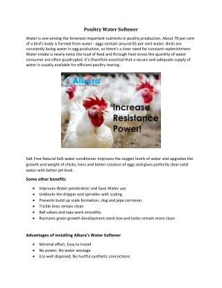 poultry water softener