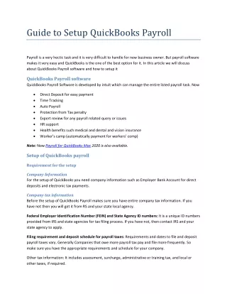 guide to setup quickbooks payroll