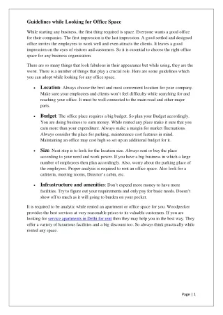 guidelines while looking for office space