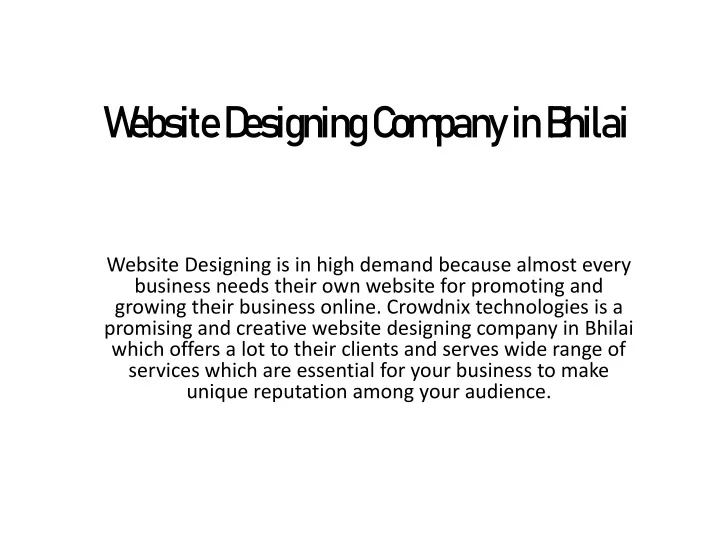 website designing company in bhilai