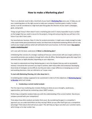 how to make a marketing plan