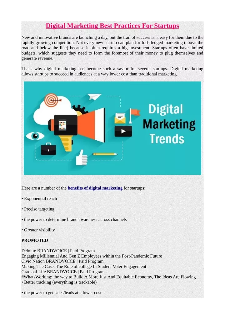 digital marketing best practices for startups