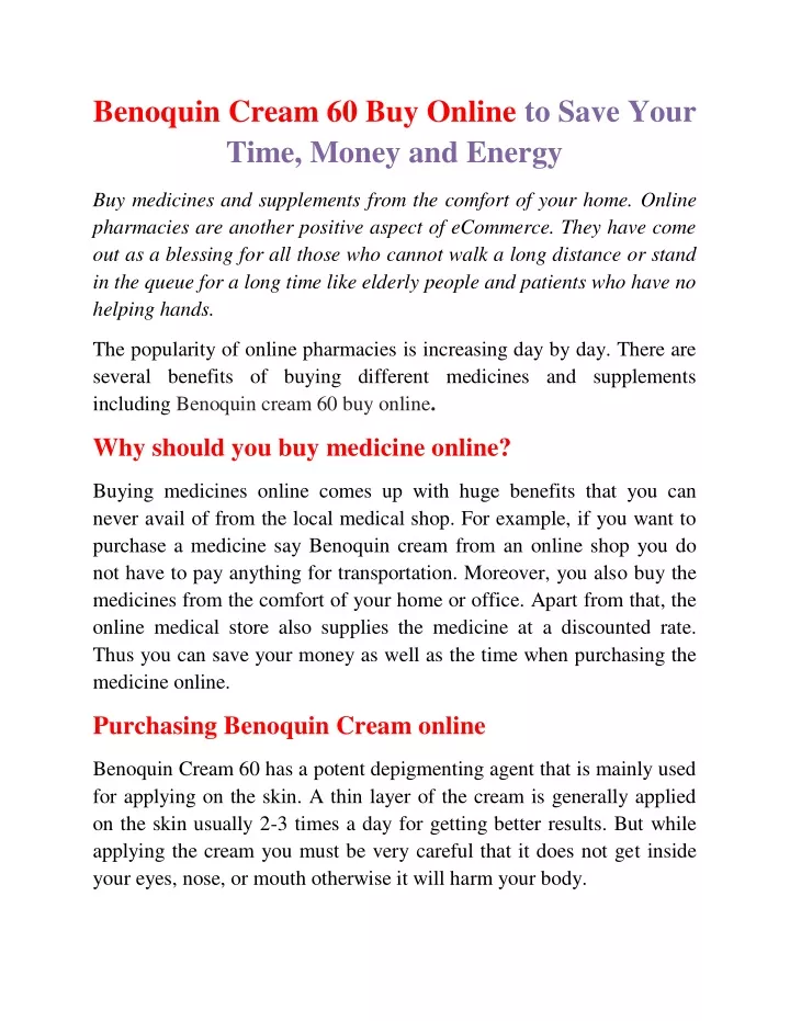 benoquin cream 60 buy online to save your time