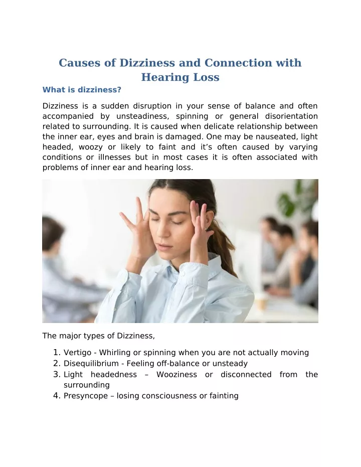 causes of dizziness and connection with hearing
