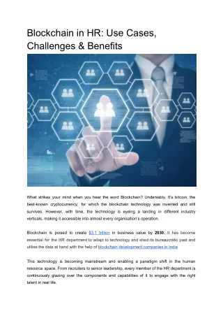 blockchain in hr use cases challenges benefits