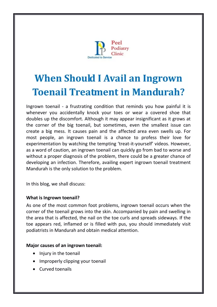 when should i avail an ingrown toenail treatment