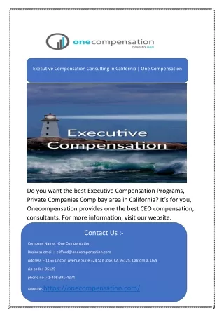 Executive Compensation Consulting In California | One Compensation