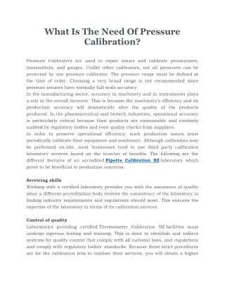 What Is The Need Of Pressure Calibration?