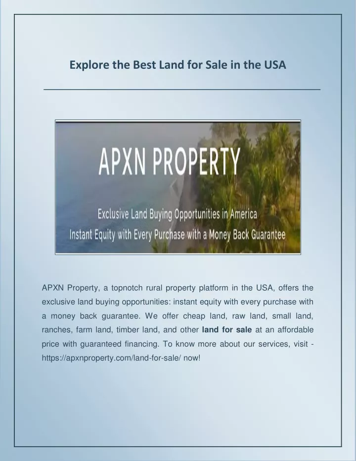 explore the best land for sale in the usa