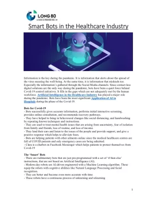 smart bots in the healthcare industry smart bots