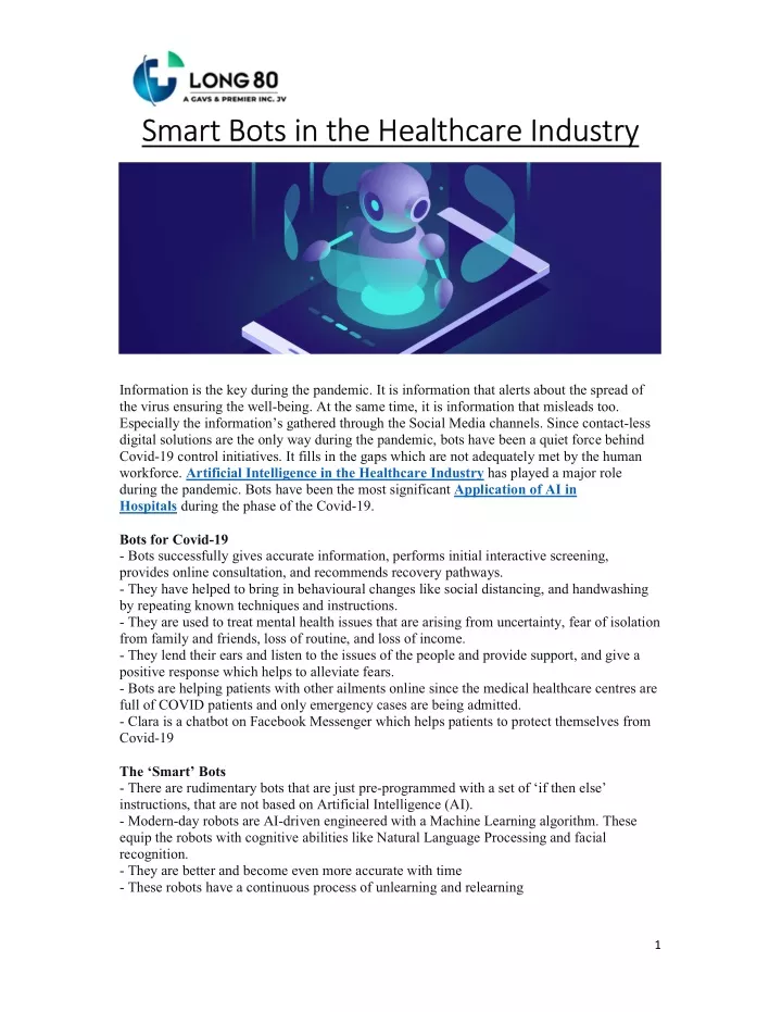 smart bots in the healthcare industry smart bots