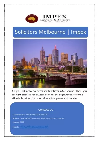 Solicitors Melbourne | Impex Law