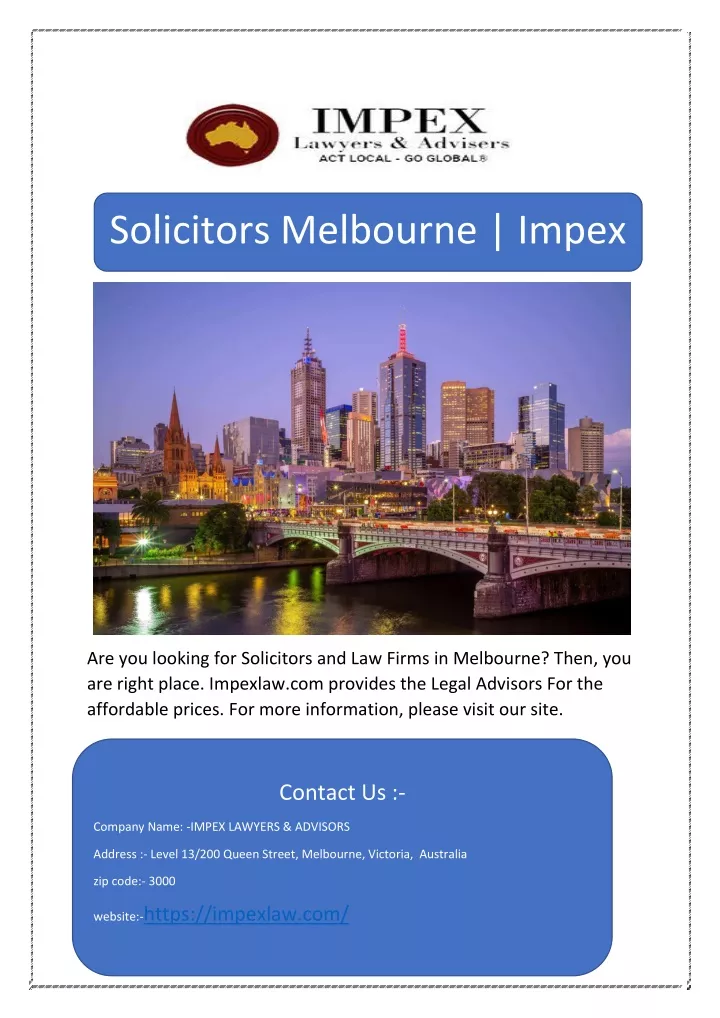solicitors melbourne impex law