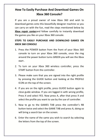 How To Easily Purchase And Download Games On Xbox 360 Console?