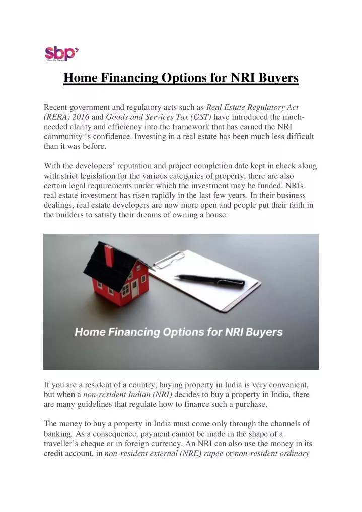 home financing options for nri buyers