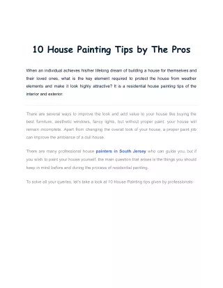 House Painting Tips by The Pros