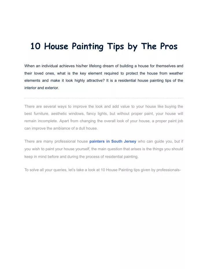 10 house painting tips by the pros