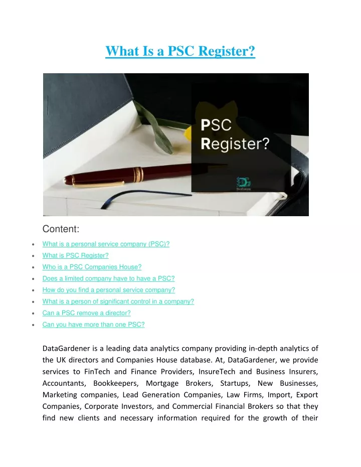 what is a psc register